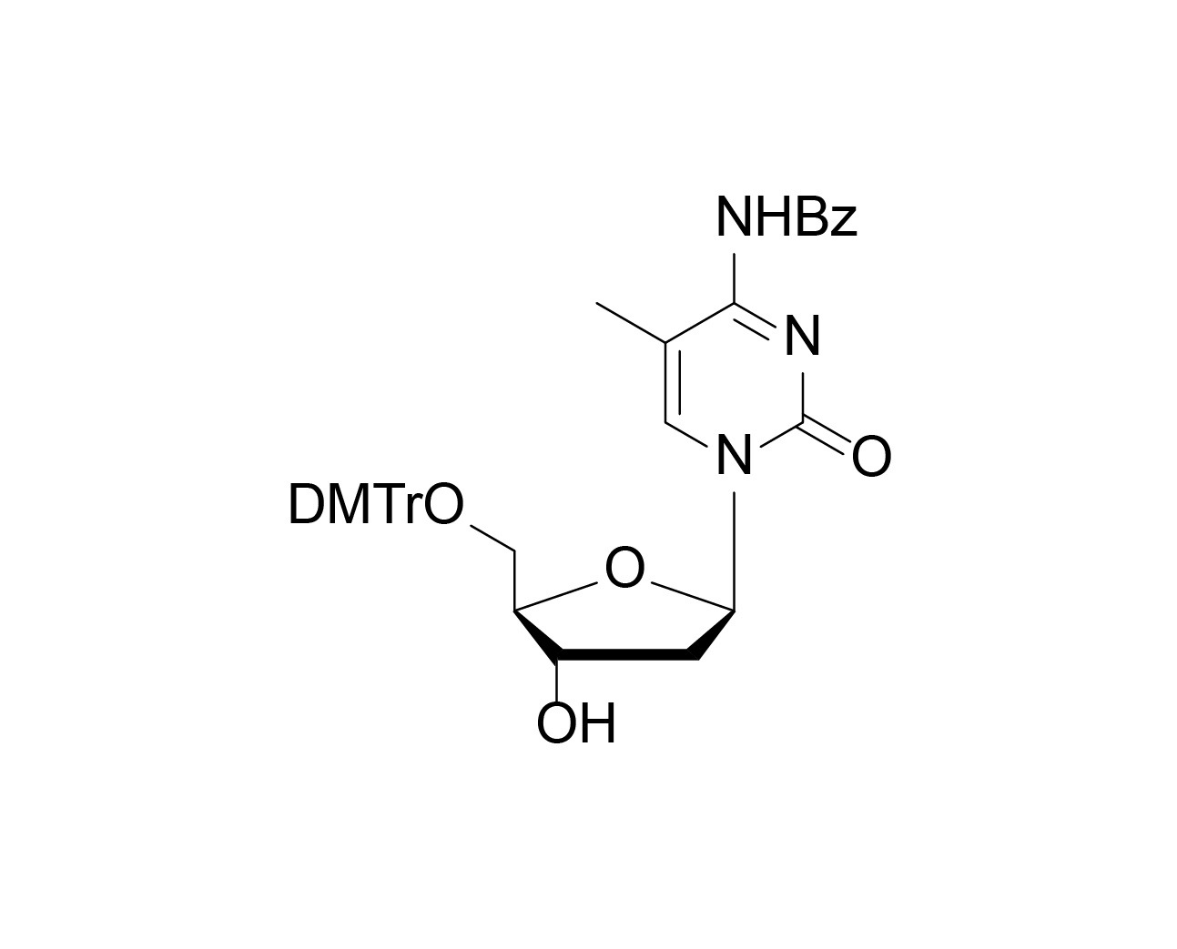 Chemical structure of 5'-O-DMTr-5-Me-dC(Bz)